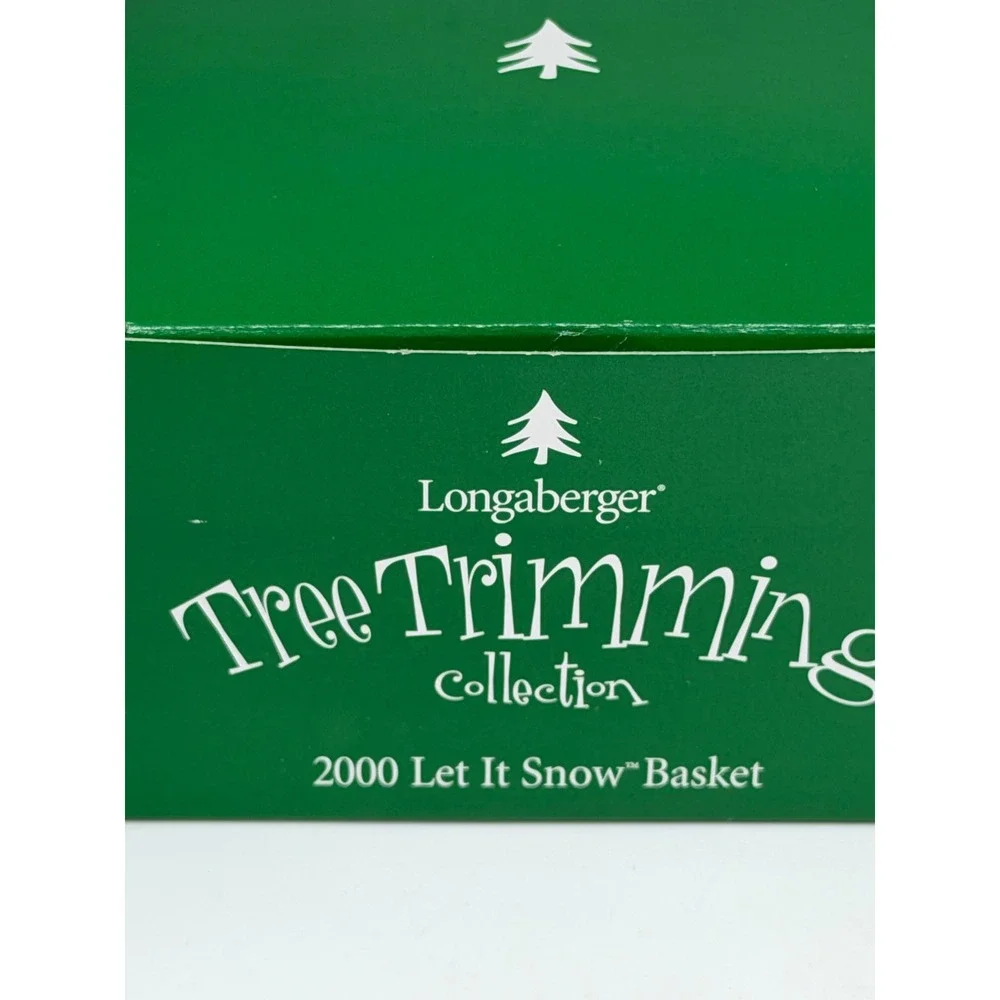 VTG Longaberger Basket Tree Trimming 2000 Let It Snow‎ Christmas Green Small NIB